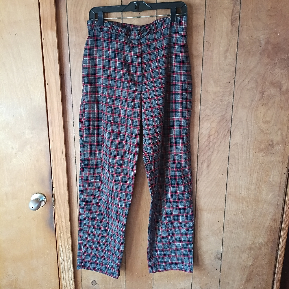 Mountain Lake Plaid Pants Womens Size 14 Red Gray Tartan Straight Leg Trouser